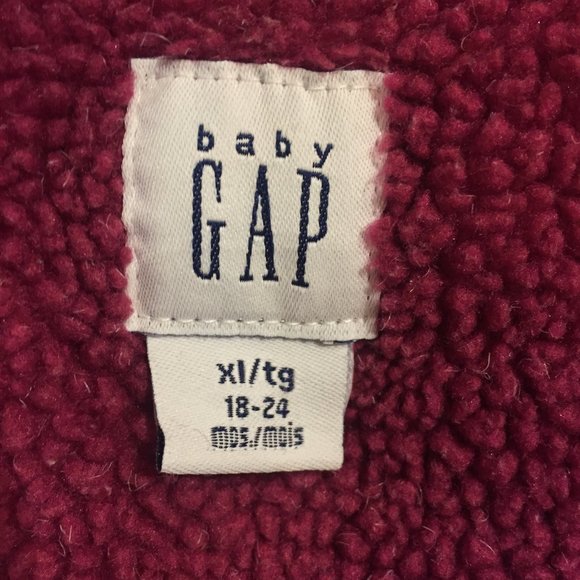 GAP Baby pink & plum winter coat w/hood and double closure 18-24M - Picture 3 of 3